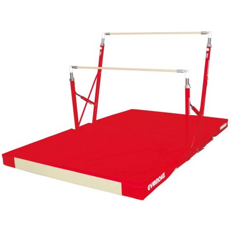 COMPACT ASYMMETRIC BARS - FIXED FEET - WITH TRANSPORT TROLLEY AND FOLDING MAT